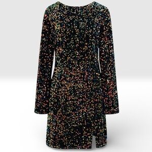 SEQUIN COVER OPEN BACK MINI DRESS IN BLACK